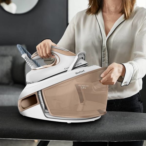 Tefal Express Airglide SV8027 1,8 L Durilium Airglide-sålplade Brun, Hvid
