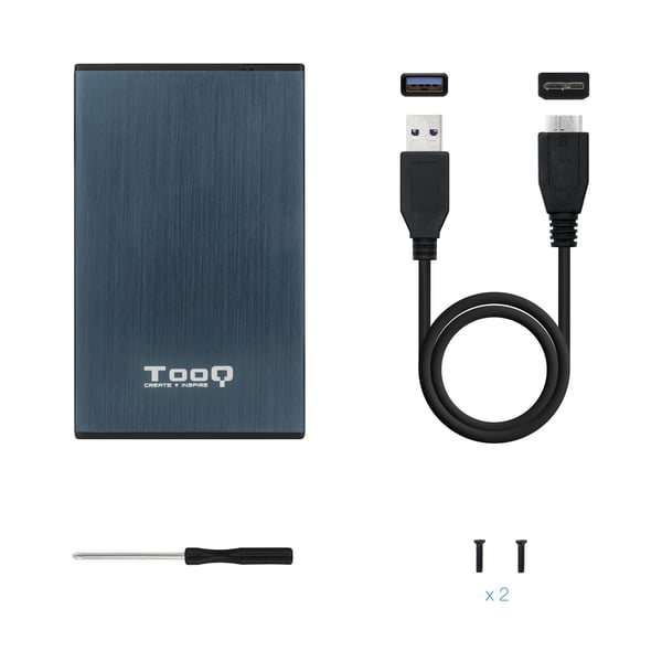 TooQ TQE-2527PB Hölje för lagringsenheter HDD-hölje Svart, Marinblå 2.5"