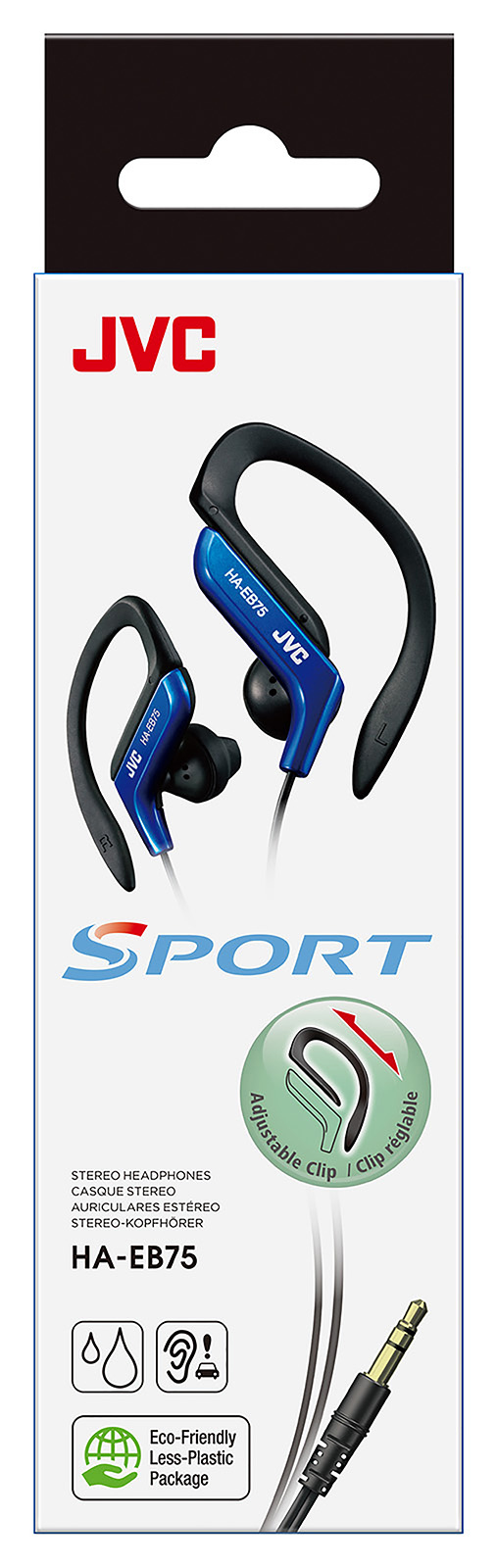 JVC HA-EB75 Kuulokkeet Langallinen Ear-hook, In-ear Urheilu Musta, Sininen