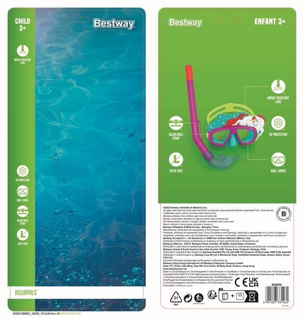 Bestway 24059 / 23 dykkemaske Polykarbonat Forskellige farver Barn