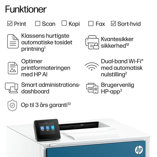 HP LaserJet Pro 4007dn Sort og hvid Printer, Kun ethernet