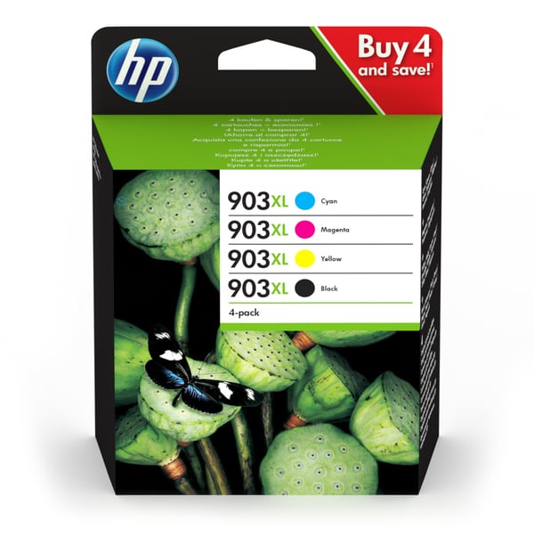 HP 903XL blækpatron 4 stk Original Højt (XL) udbytte Sort, Blå, Magenta, Gul