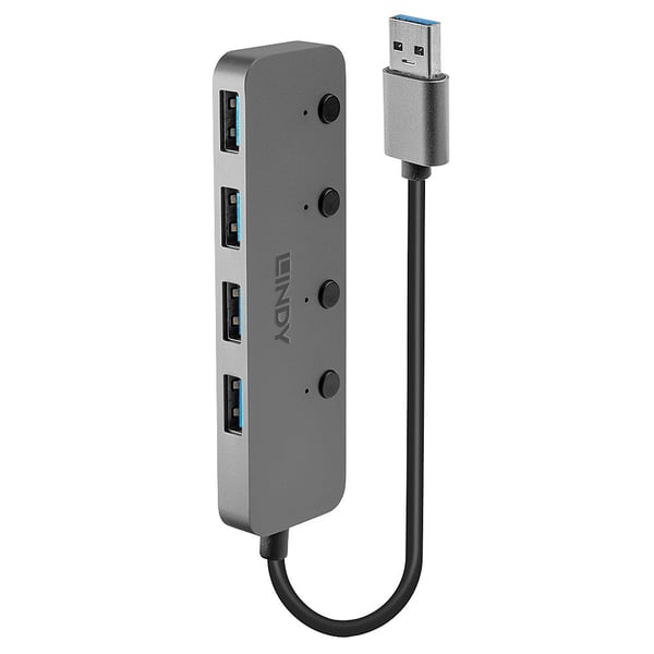 Lindy 43309 gränssnittshubbar USB 3.2 Gen 1 (3.1 Gen 1) Type-A 5 Mbit/s Grå