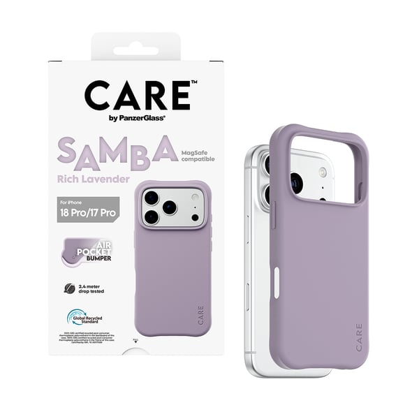 PanzerGlass CARE™ by ® Samba Case Rich Lavender w. White MagSafe iPhone 2026 Pro | 17 Pro mobiltelefonfodral Mobilskal Lila