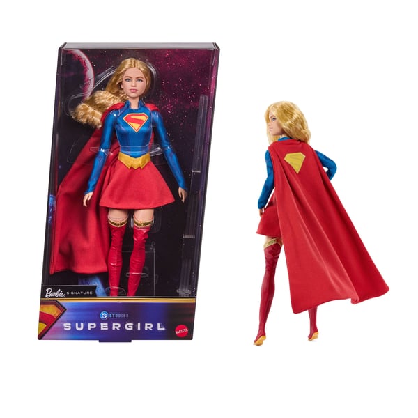 Barbie Signature DC Supergirl-modedocka, superhjältedräkt med cape