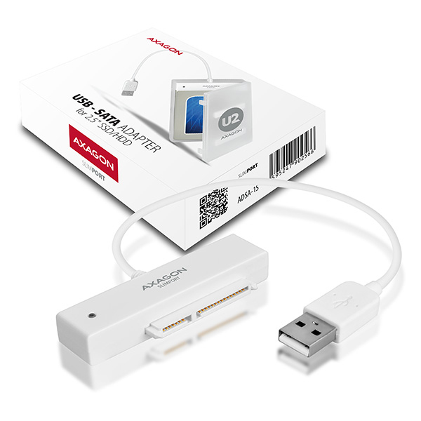 Axagon ADSA-1S Hölje för lagringsenheter HDD- / SSD kabinett Vit 2.5"