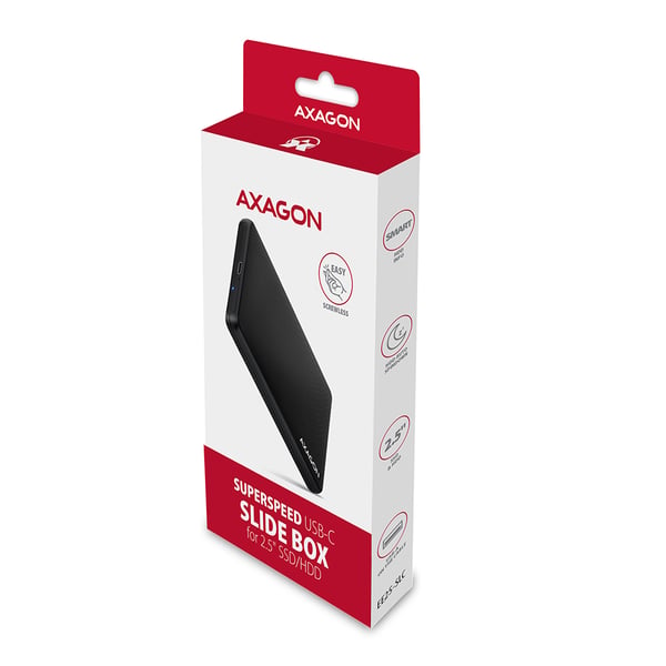 Axagon EE25-SLC Hölje för lagringsenheter HDD- / SSD kabinett Svart 2.5"