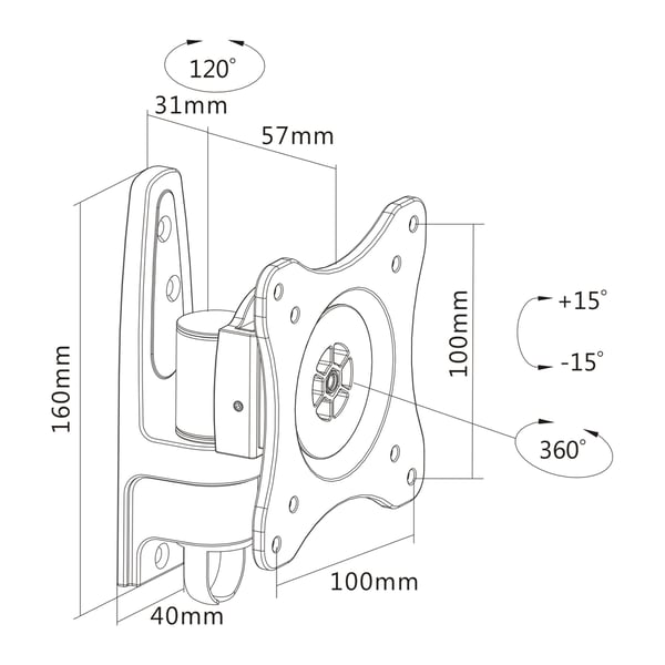 InLine 23107D tv-beslag 33 cm (13") Sort