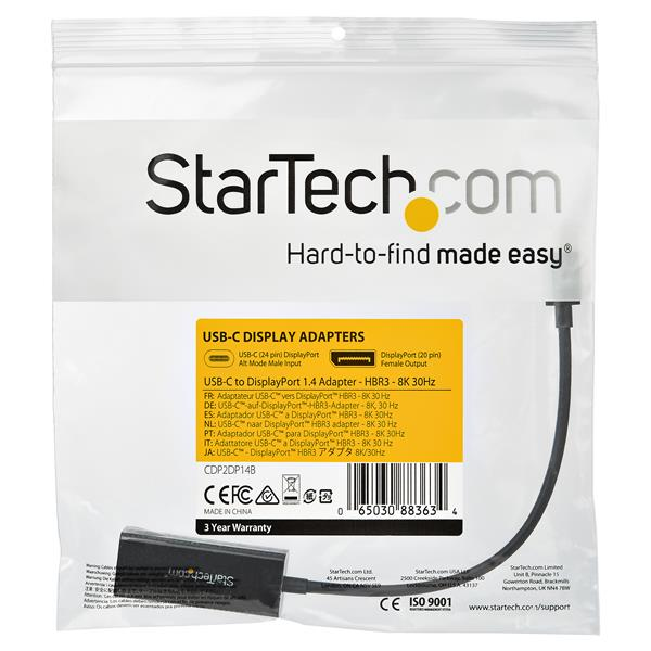 StarTech.com CDP2DP14B USB grafisk adapter 7680 x 4320 pixel Sort