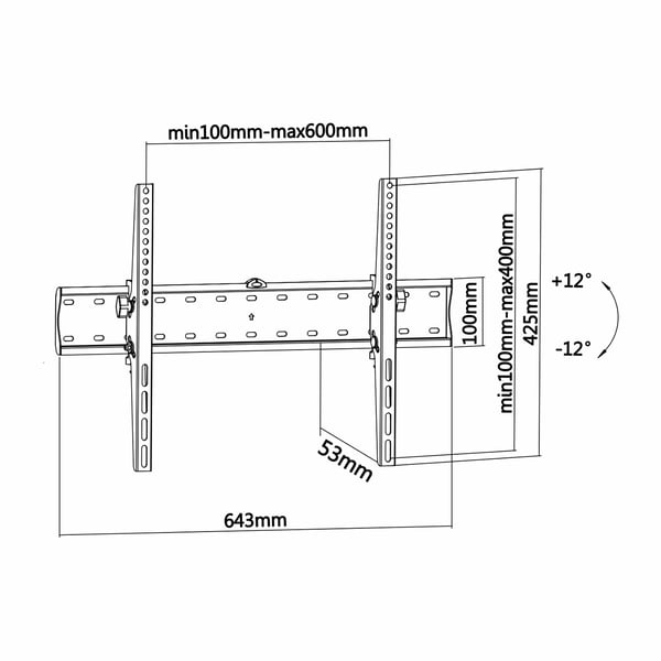 AISENS WT70T-017 TV-kiinnike 177,8 cm (70") Musta