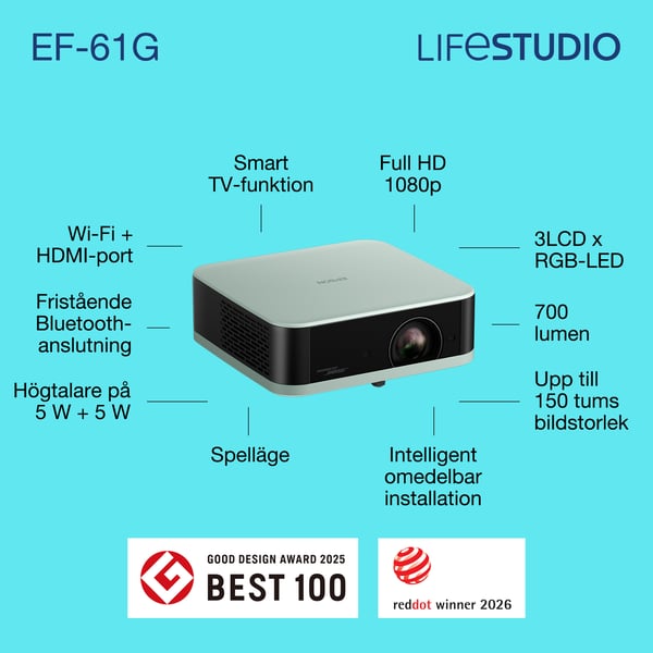 Epson Home Cinema Lifestudio Pop — EF-61G isgrön