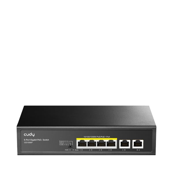 Cudy GS1006P netværksswitch Ikke administreret Gigabit Ethernet (10/100/1000) Strøm over Ethernet (PoE) Sort
