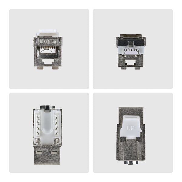 StarTech.com Skärmat Cat6a-keystone-kontaktdon, 10-pack RJ45 Ethernet-keystone-kontaktdon, STP Cat6a-vägguttag, 90-graders verktygsfritt