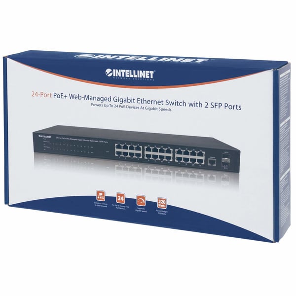Intellinet 560559 netværksswitch Administreret Gigabit Ethernet (10/100/1000) Strøm over Ethernet (PoE) Sort
