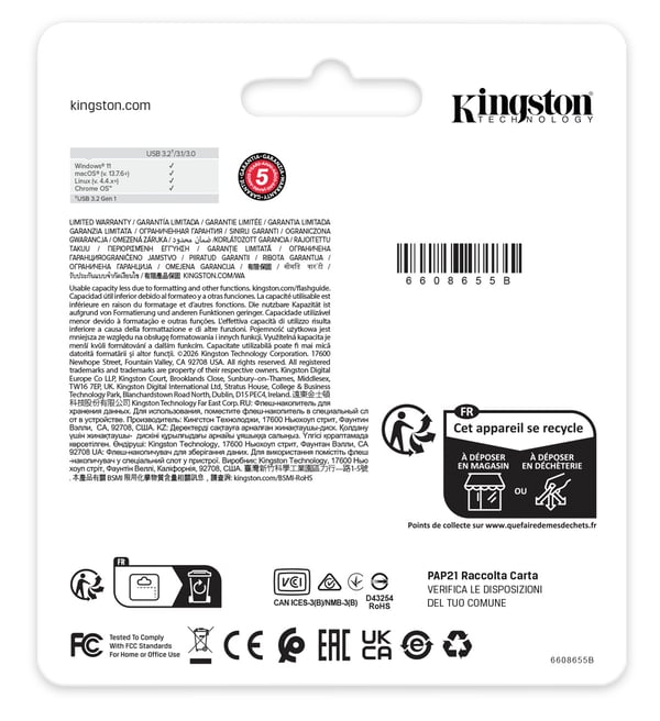 Kingston Technology DataTraveler 512 Gt Kyson 220 Mt/s metallinen USB 3.2 Gen 1