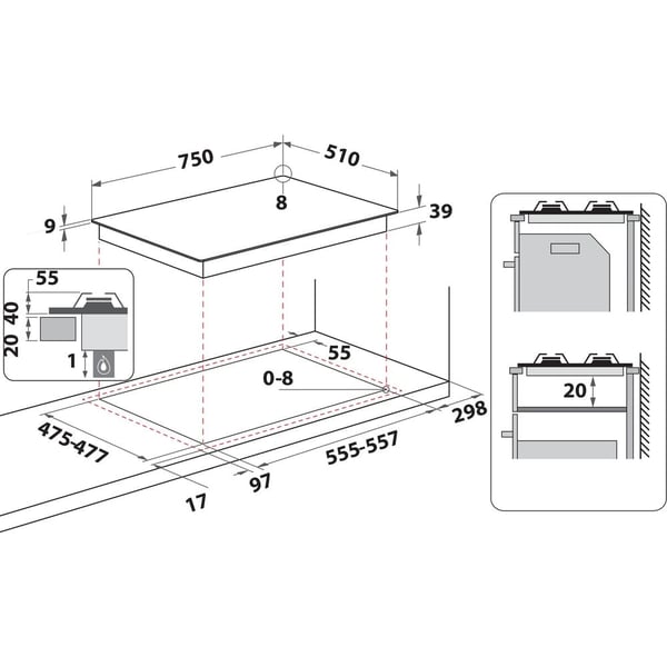 Hotpoint PCN R753N T/IX/HA Rustfrit stål Indbygget 75 cm Gaskomfur 5 zone(s)