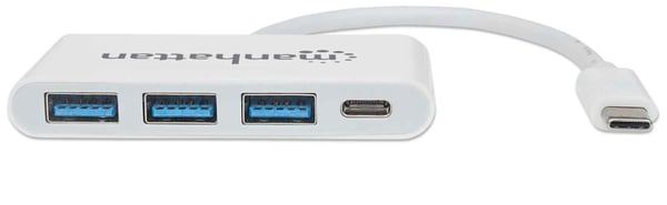 Manhattan 163552 interface hub USB 3.2 Gen 1 (3.1 Gen 1) Type-C 5000 Mbit/s Hvid