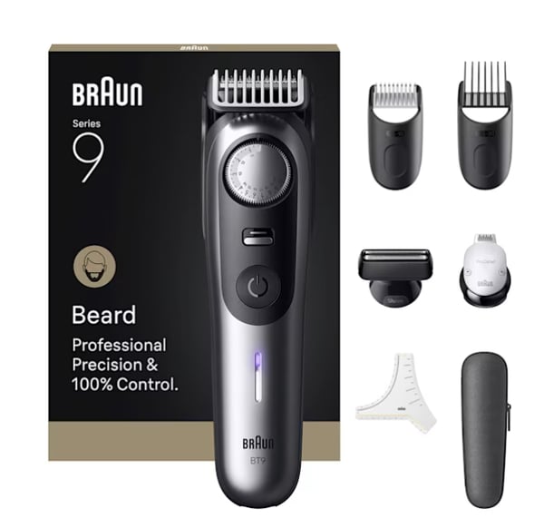 Braun BeardTrimmer 9 BT9520 skæg trimmer Batteri 52 2 cm Våd og tør Sort, Grå