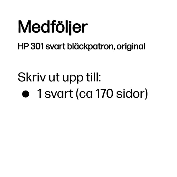 HP 301 svart bläckpatron, original