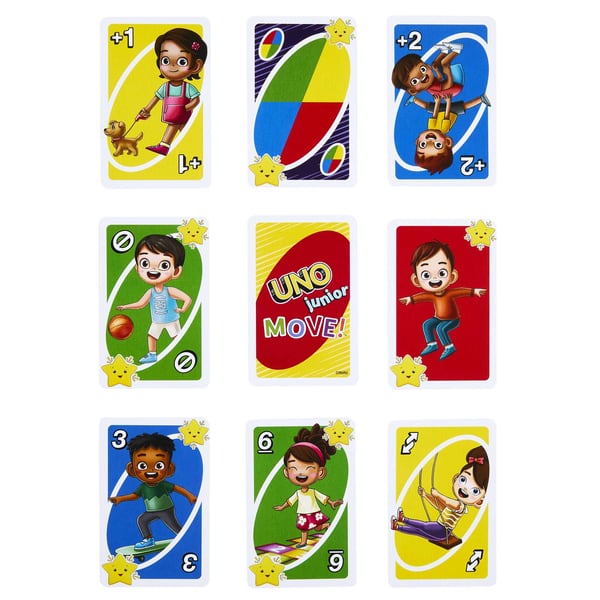 Mattel Games UNO Junior Move!-kortspel för barn och familjen