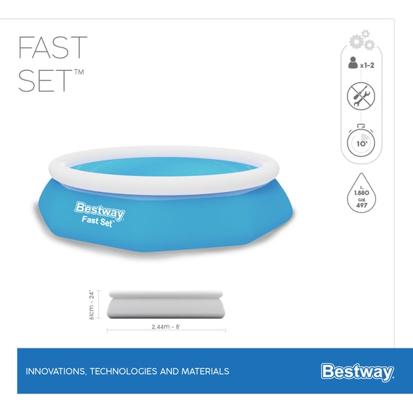 Bestway Fast Set 57448 maanpäällinen uima-allas Kehikollinen/puhallettava uima-allas Pyöreä Sininen, Valkoinen