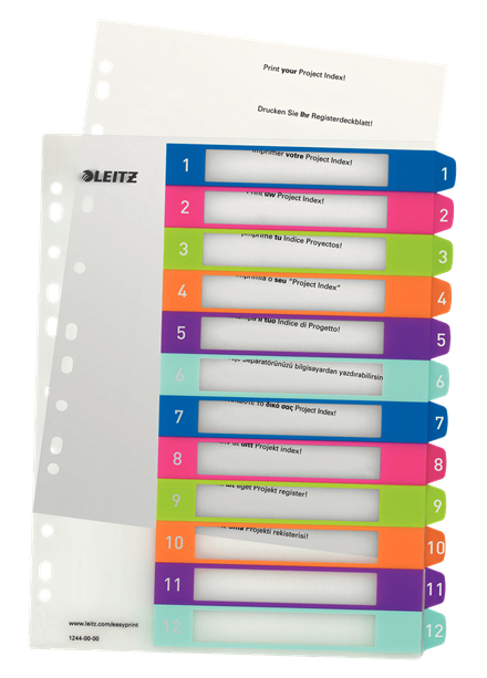 Esselte 1244-00-00 Numerisk faneindeks Polypropylen (PP) Flerfarvet