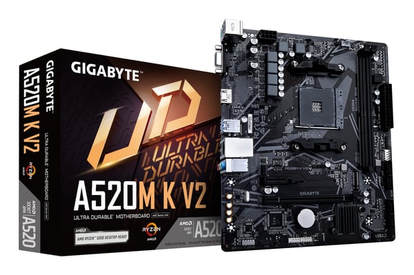 GIGABYTE A520M K V2 moderkort AMD A520 Uttag AM4 micro ATX