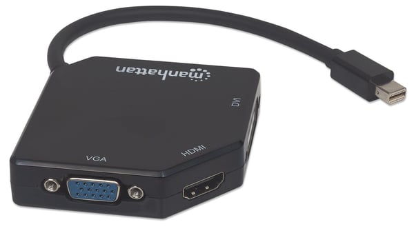 Manhattan 207720 videokaapeli-adapteri 0,25 m Mini DisplayPort DVI-I + VGA (D-Sub) + HDMI Musta