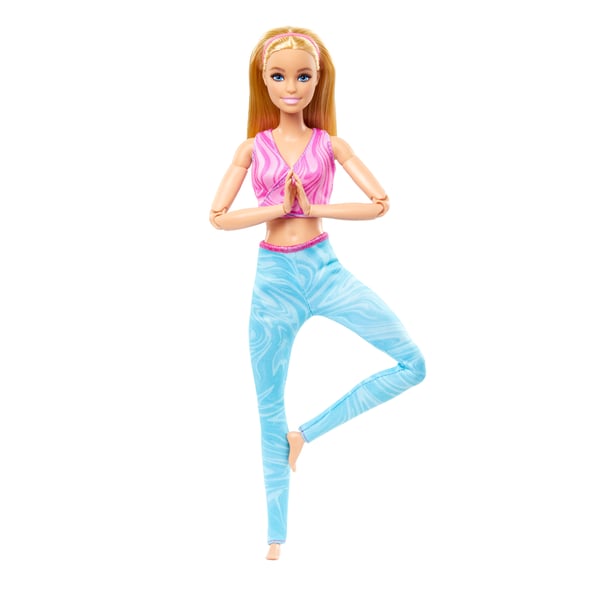 Barbie Made to Move -nukke, vaaleat hiukset, riisuttava urheilutoppi ja urheiluhousut, 22 taipuvaa niveltä