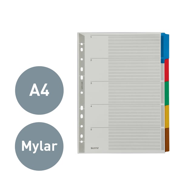 Leitz 43200000 opdeler Karton, Mylar, Plast Flerfarvet 1 stk