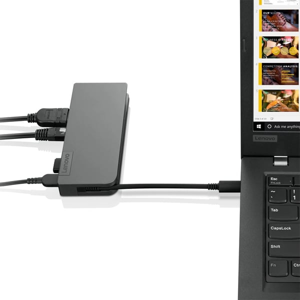 Lenovo 4X90S92381 kannettavien tietokoneiden telakka ja porttitoistin Langallinen USB 3.2 Gen 1 (3.1 Gen 1) Type-C Harmaa