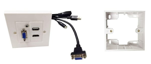Vivolink WI221293 eluttag HDMI + VGA + USB A + 3.5mm Vit