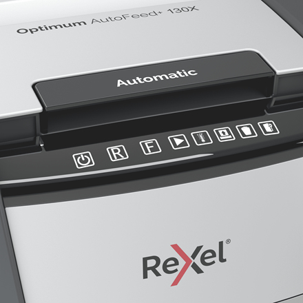 Rexel Optimum AutoFeed+ 130X paperisilppuri Ristiinleikkaava 55 dB 22 cm Musta, Hopea