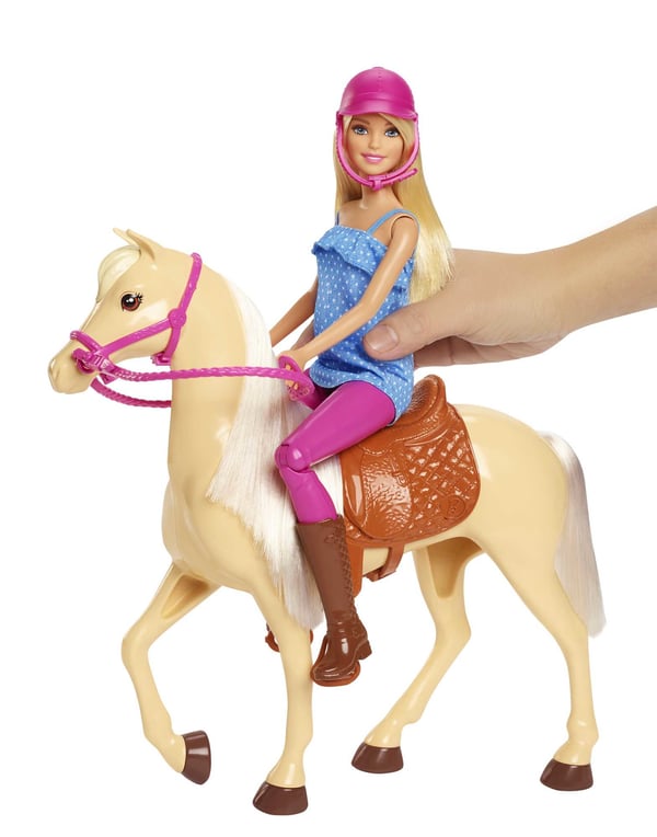 Barbie Barbie-docka, blond, och häst