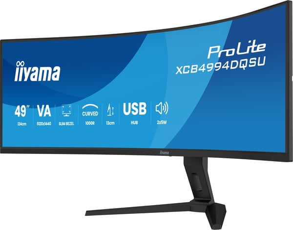 iiyama ProLite XCB4994DQSU-B1 computerskærm 124,5 cm (49") 5120 x 1440 pixel Dual QHD LCD Sort