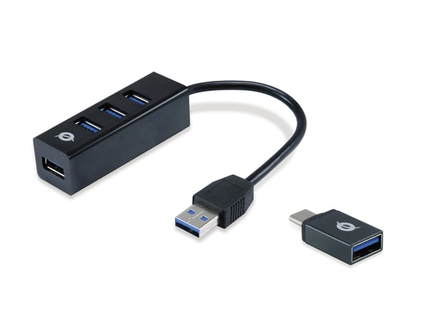 Conceptronic HUBBIES04B gränssnittshubbar USB 3.2 Gen 1 (3.1 Gen 1) Type-A 5000 Mbit/s Svart