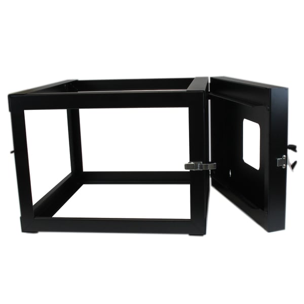 StarTech.com Väggmonterat 6U-nätverksrack med fyra stolpar, 19-tums serverrack med öppen ram och 50 cm monteringsdjup, väggmonterat och utsvängbart datarack för IT/AV/patchpanel/datorutrustning