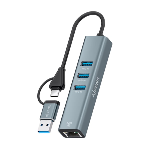 AISENS A109-1033 kannettavien tietokoneiden telakka ja porttitoistin Langallinen USB 3.2 Gen 1 (3.1 Gen 1) Type-C Harmaa