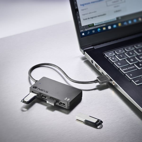 NGS IHUB4 TINY USB 2.0 480 Mbit/s Svart