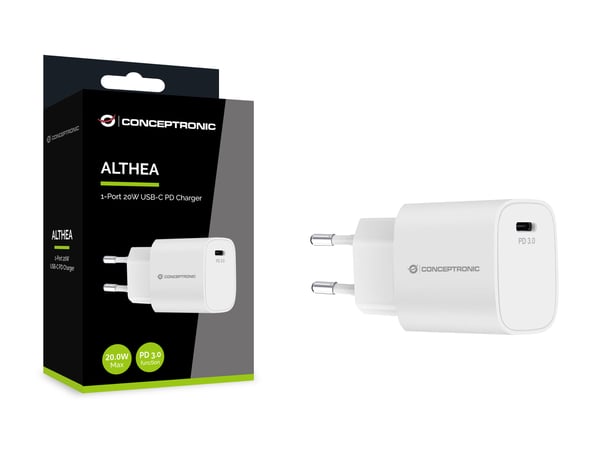 Conceptronic ALTHEA14W mobiililaitteen laturi Universaali Valkoinen AC Pikalataus Sisätila