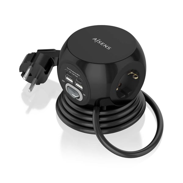 AISENS ASPS-2A2C05-BK jatkojohto 1,4 m 3 AC-pistorasia(a) Sisätila Musta