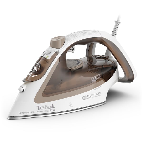 Tefal Easygliss Eco FV5780 Torr & Ångstrykjärn Durilium Airglide-sulplatta 2800 W brons, Vit