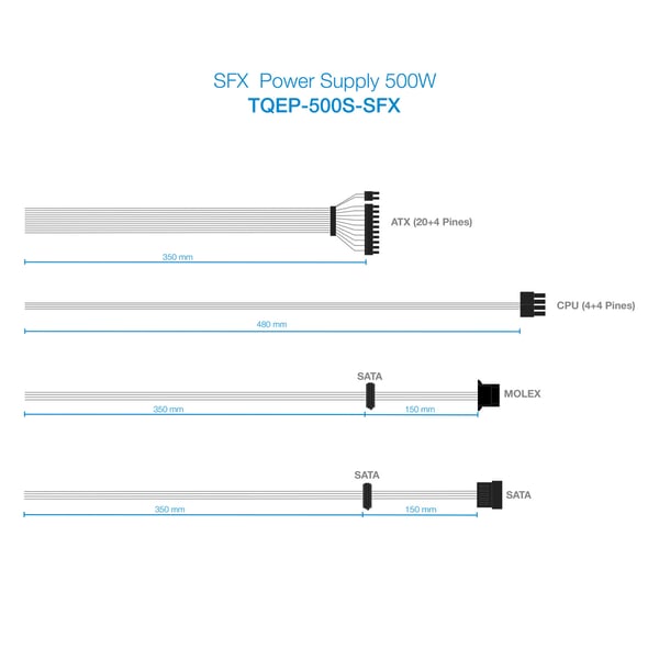 TooQ Fonte Ecopower II enhed til strømforsyning 500 W 20+4 pin ATX SFX Sølv