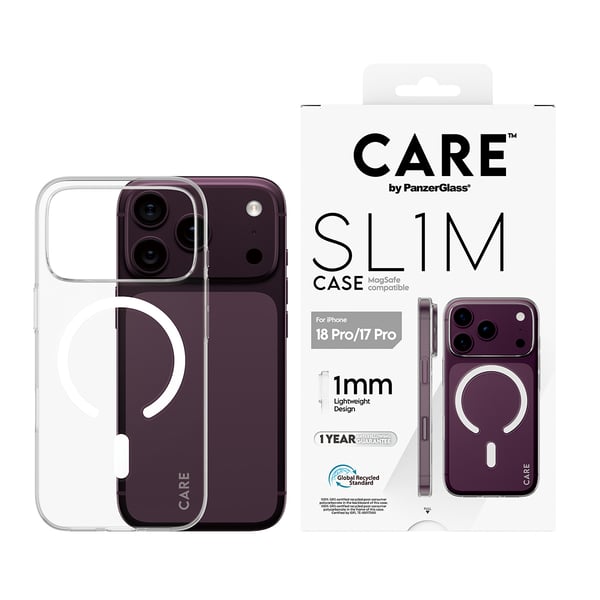 PanzerGlass CARE™ by ® SL1M Case Transparent w. MagSafe iPhone 2026 Pro | 17 Pro mobiltelefonfodral Mobilskal