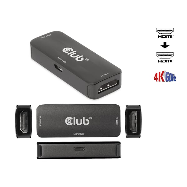 CLUB3D CAC-1307 AV-signaalin jatkaja AV-toistin Musta