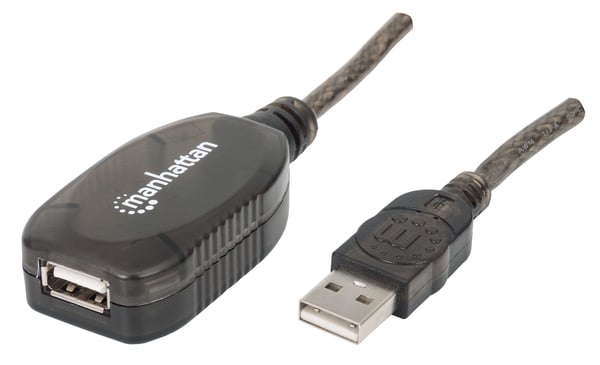 Manhattan 150958 USB-kabel USB 2.0 20 m USB A 0,48 Gbit/sek. Sort