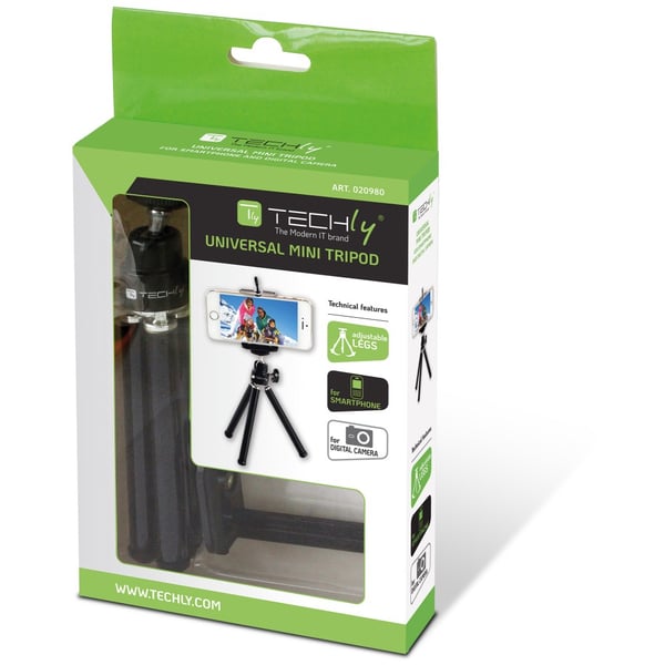 Techly I-TRIPOD-UN kolmijalka Matkapuhelin 3 jalkoja Musta