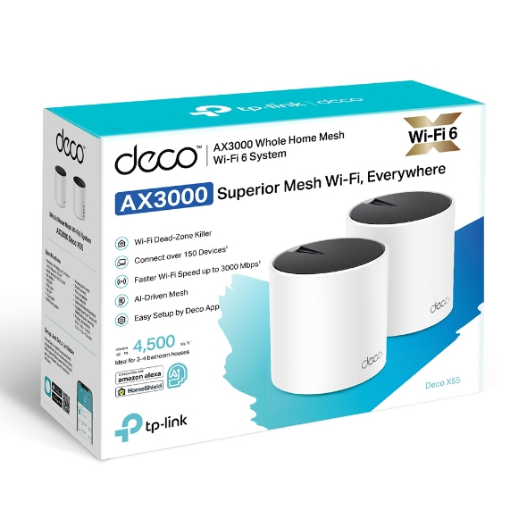 TP-Link DECO X55 (2-Pack) Dual-band (2,4 GHz / 5 GHz) Wi-Fi 6 (802.11ax) Hvid 3 Intern