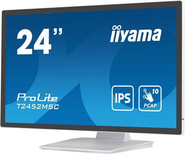 iiyama ProLite T2452MSC-W1 computerskærm 61 cm (24") 1920 x 1080 pixel Fuld HD LCD Berøringsskærm Multibruger Hvid