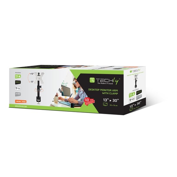 Techly ICA-LCD 500BK monitorin kiinnike ja jalusta 76,2 cm (30") Vastaanotto Musta